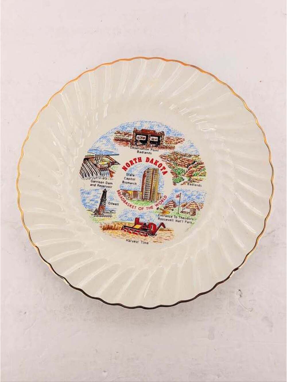 Vintage North Dakota Souvenir Plate